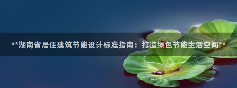 e尊国际的手机登录网站：**湖南省居住建筑节能设计标准指南：打造绿色节能生活空间**