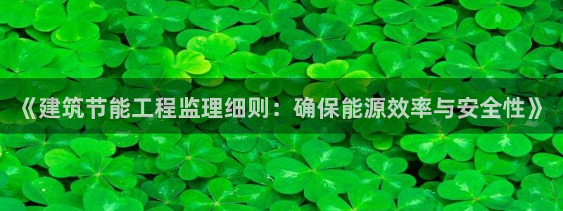 e尊国际娱乐官网地址：《建筑节能工程监理细则：确保能源效率与安全性》